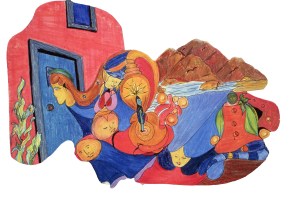 Free form abstraction drawing created with prismacolor and ink.